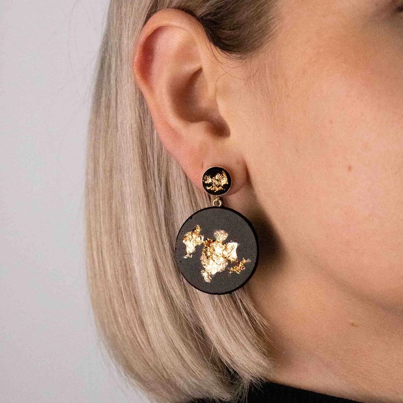 Earrings Jane Black Gold | by Concrete Jungle