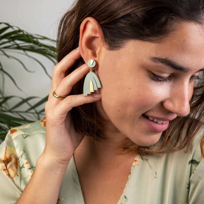 Earrings Nessa Sage Gold | by Concrete Jungle