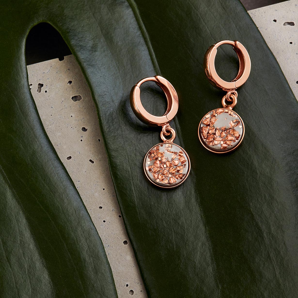 CONCRETE JUNGLE concrete jewelry earrings with copper, sterling silver gold plated, design award winner